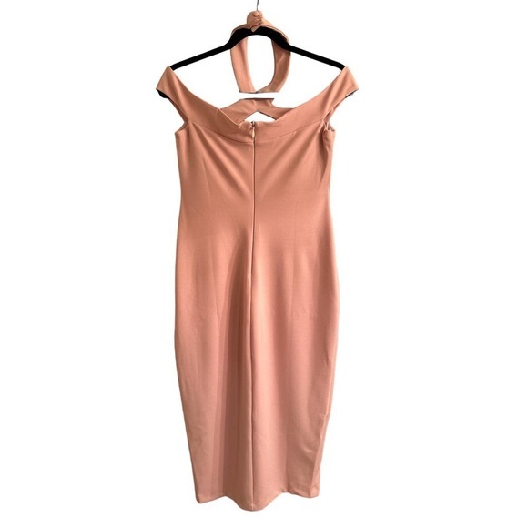 Nookie Hollywood Halter Off the Shoulder Midi Dress in Blush Size XL NWT - Picture 5 of 8
